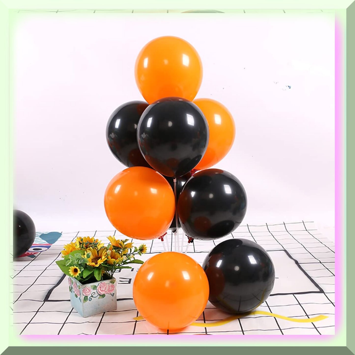 100pcs 12" Black and Orange Latex Balloons