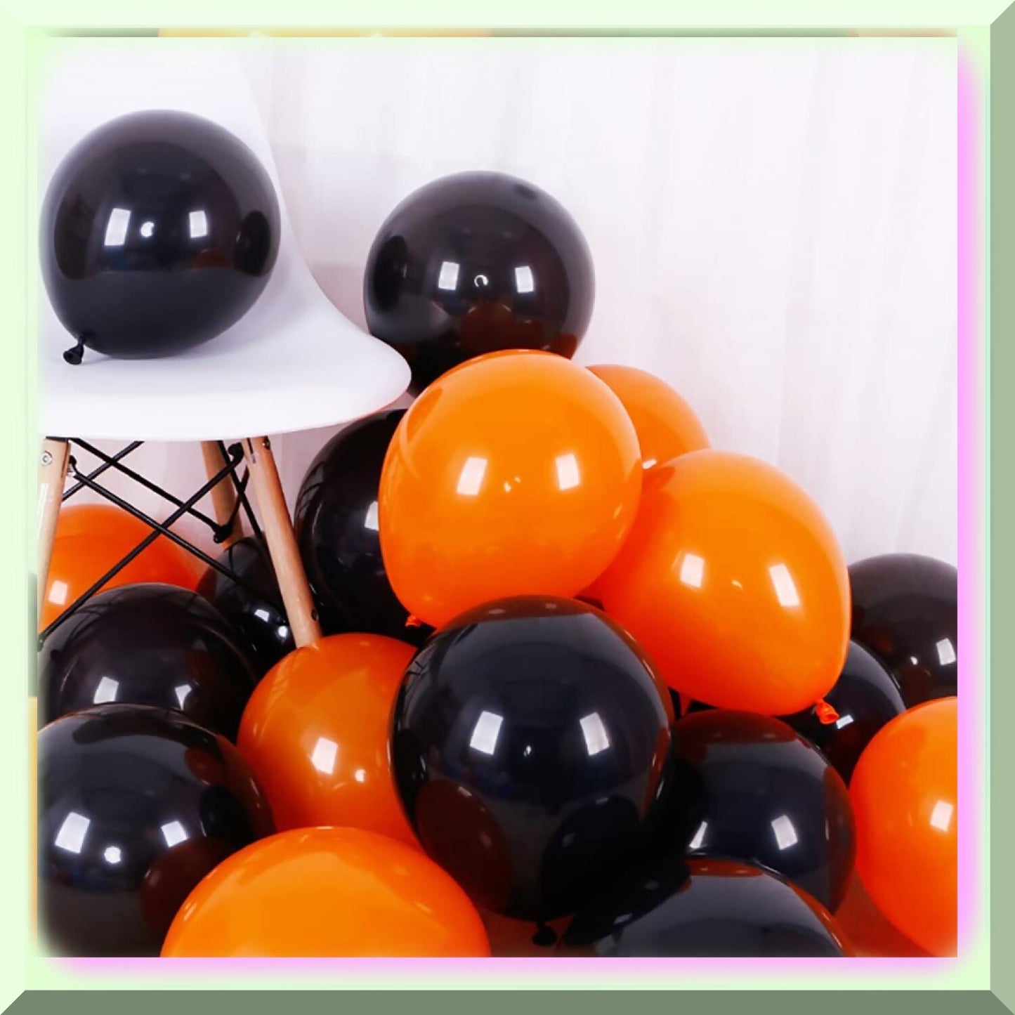 100pcs 12" Black and Orange Latex Balloons