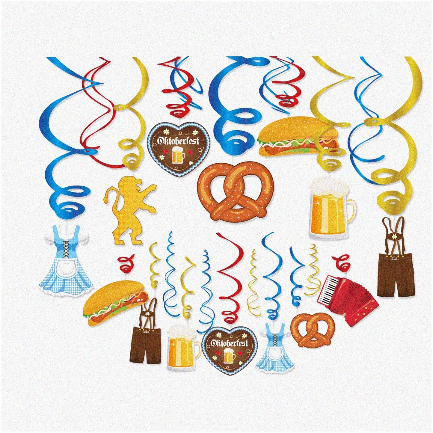 Oktoberfest Hanging Decorations Set 16 Cuts 14 Swirls