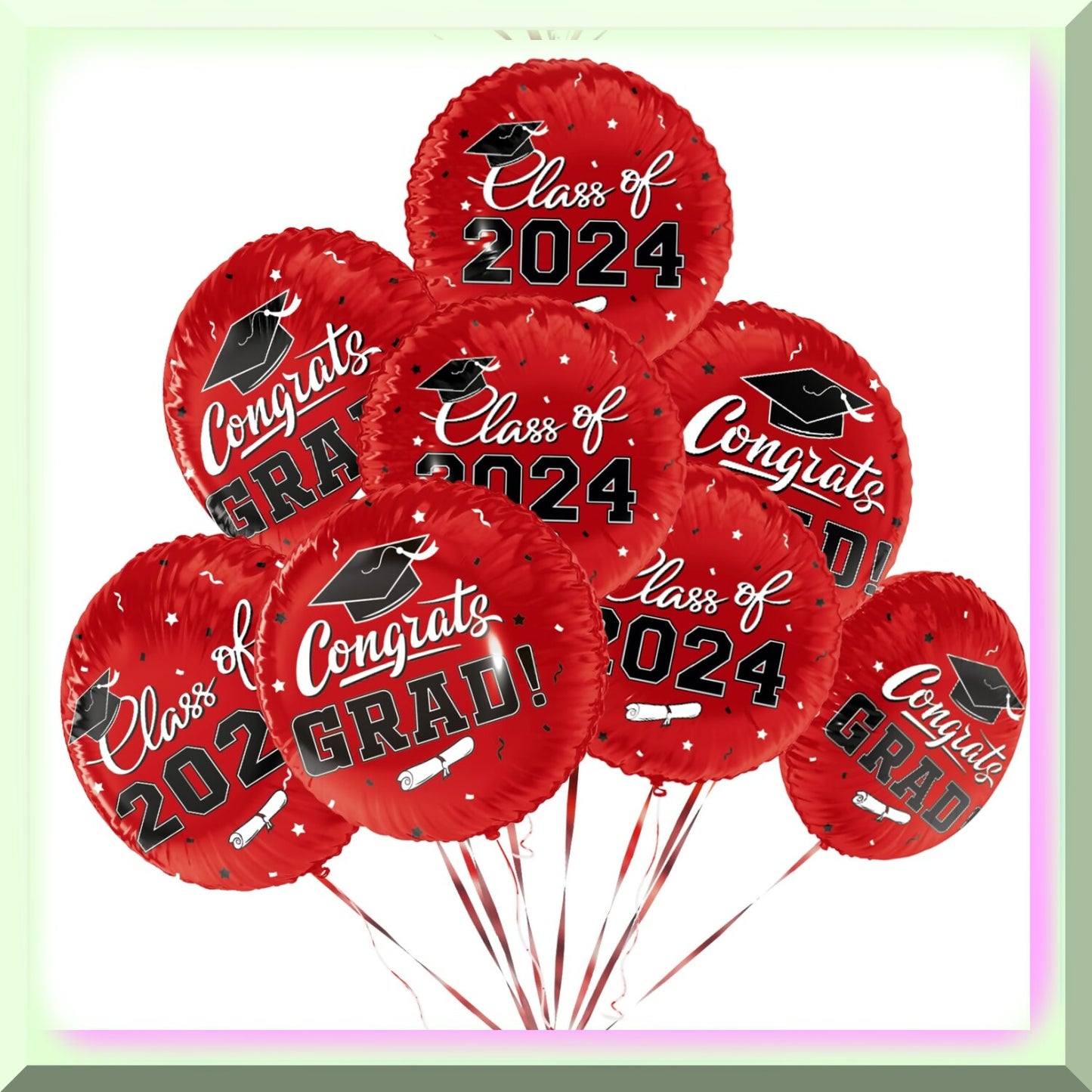 12pcs 18" Red Graduation Balloons Set