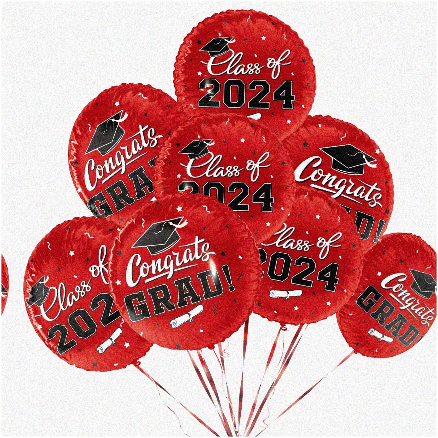 12pcs 18" Red Graduation Balloons Set