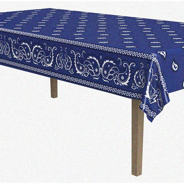 Farmhouse Fiesta Blue Bandana Tablecloth 54x108