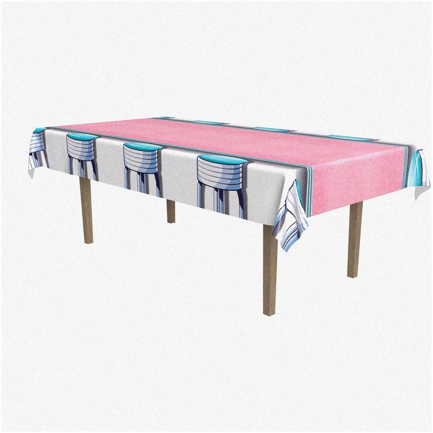Retro Diner Vibes Plastic Table Cover 54 x 108