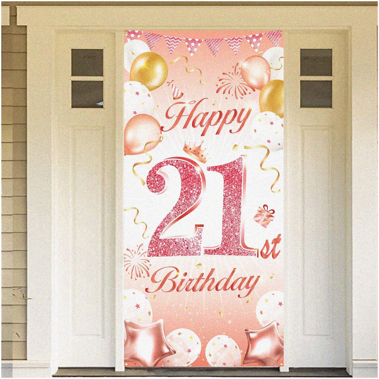 Rose Gold 21st Birthday Banner - 185 x 90 cm