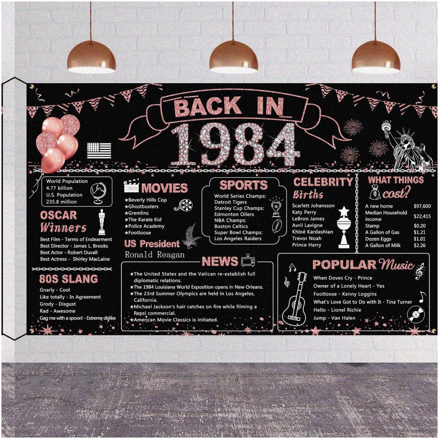 Retro Glam 40th Birthday Bash Kit Rose Gold Decor