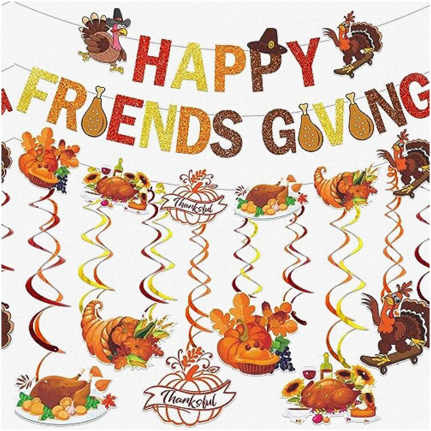 Thankful Friendsgiving Banner and Decorations Set