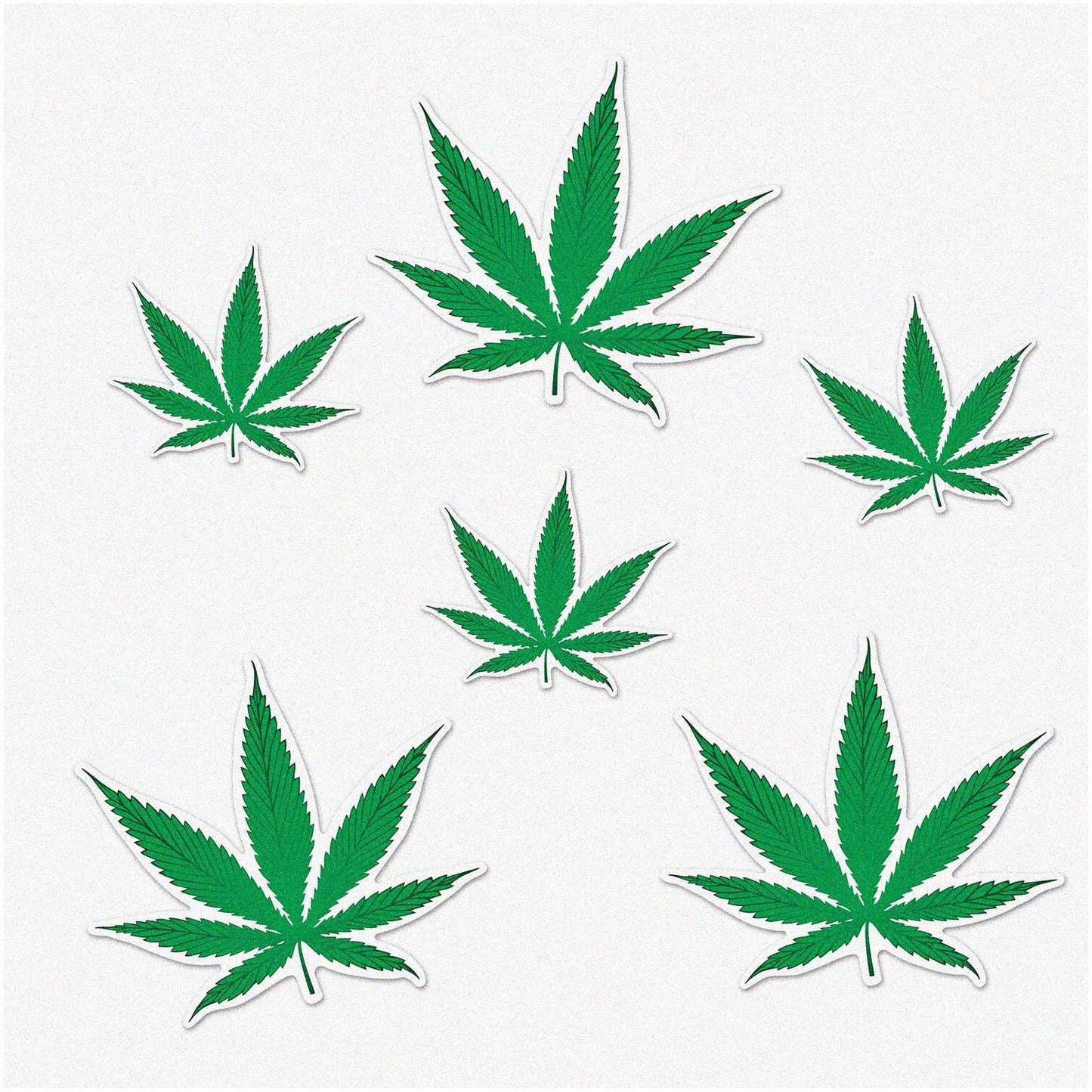 420 Leafy Party Cut Outs Green White Decorations 5.5" x 8.5"