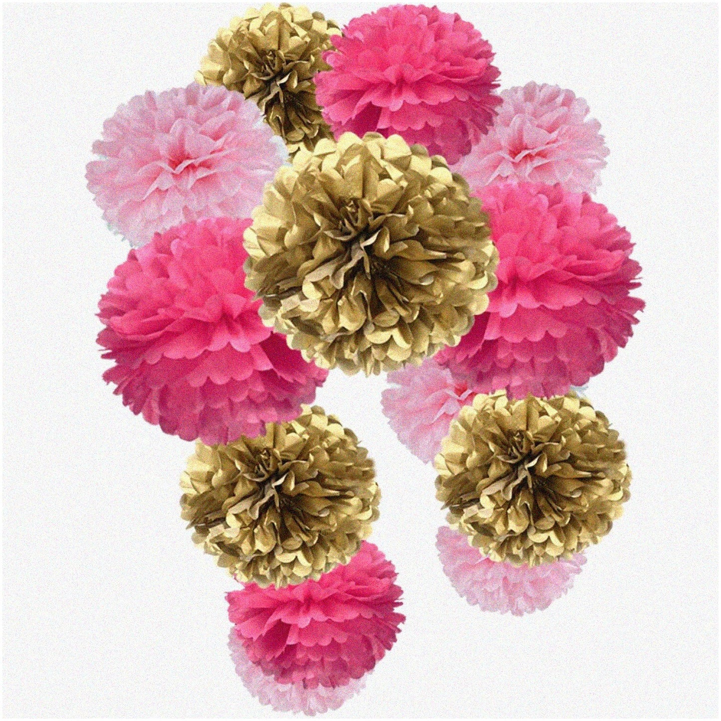 Golden Blush Blossom Tissue Pom Poms Set of 12
