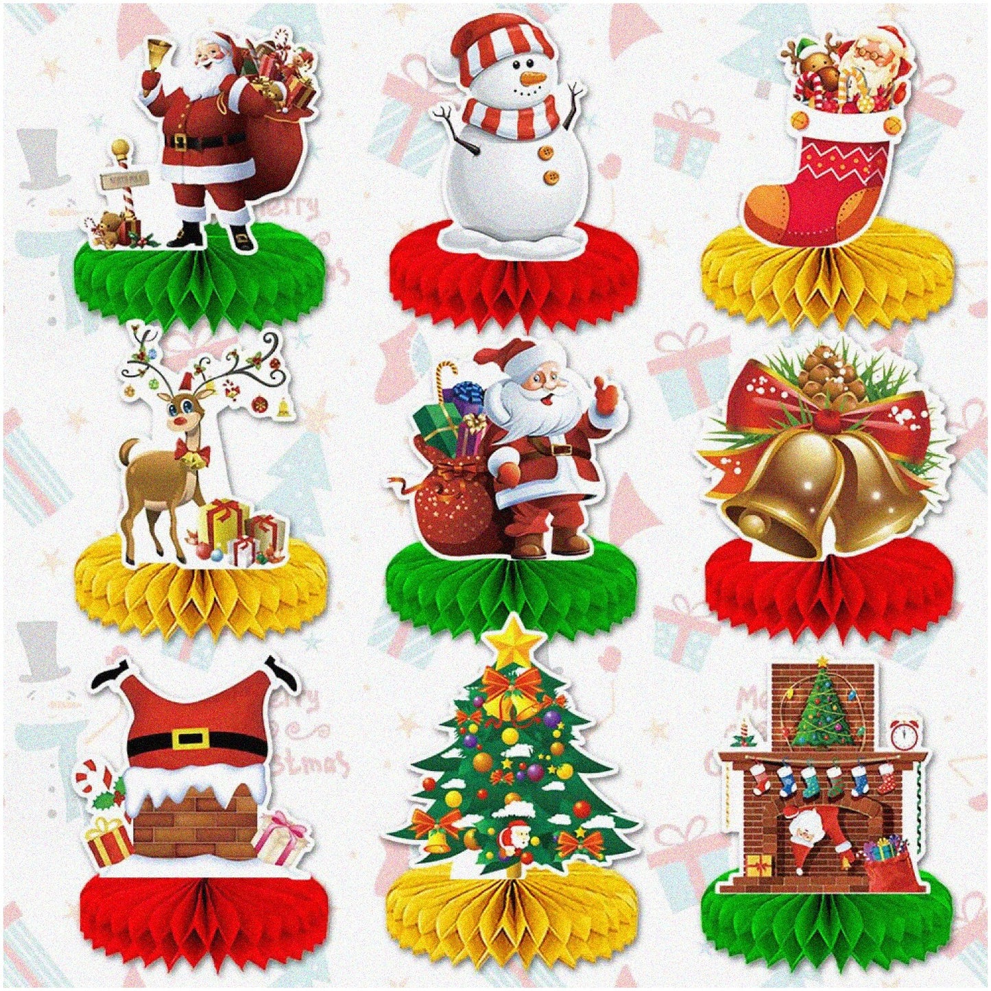 Snowy Tree Honeycomb Table Decorations 9PCS