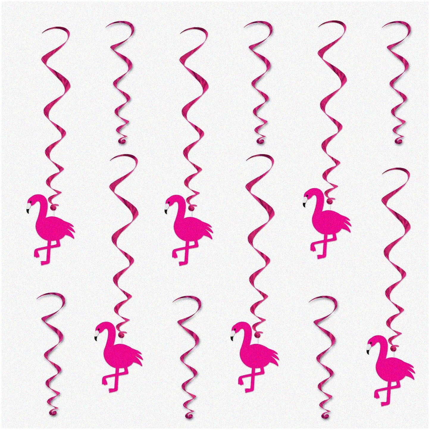 Pink Flamingo Hanging Swirls Party Decor 12 Pcs