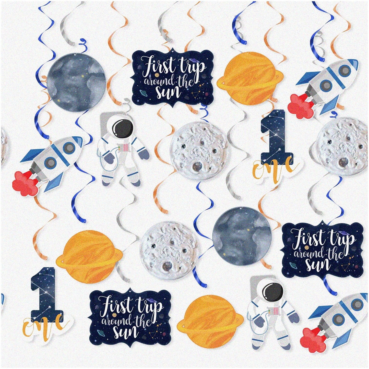 20Pcs Space Swirl Decorations for Kids' First Birthday