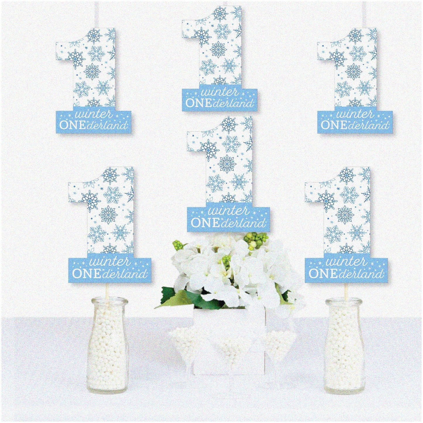 Winter ONEderland Blue Snowflakes 1st Birthday Decorations Set