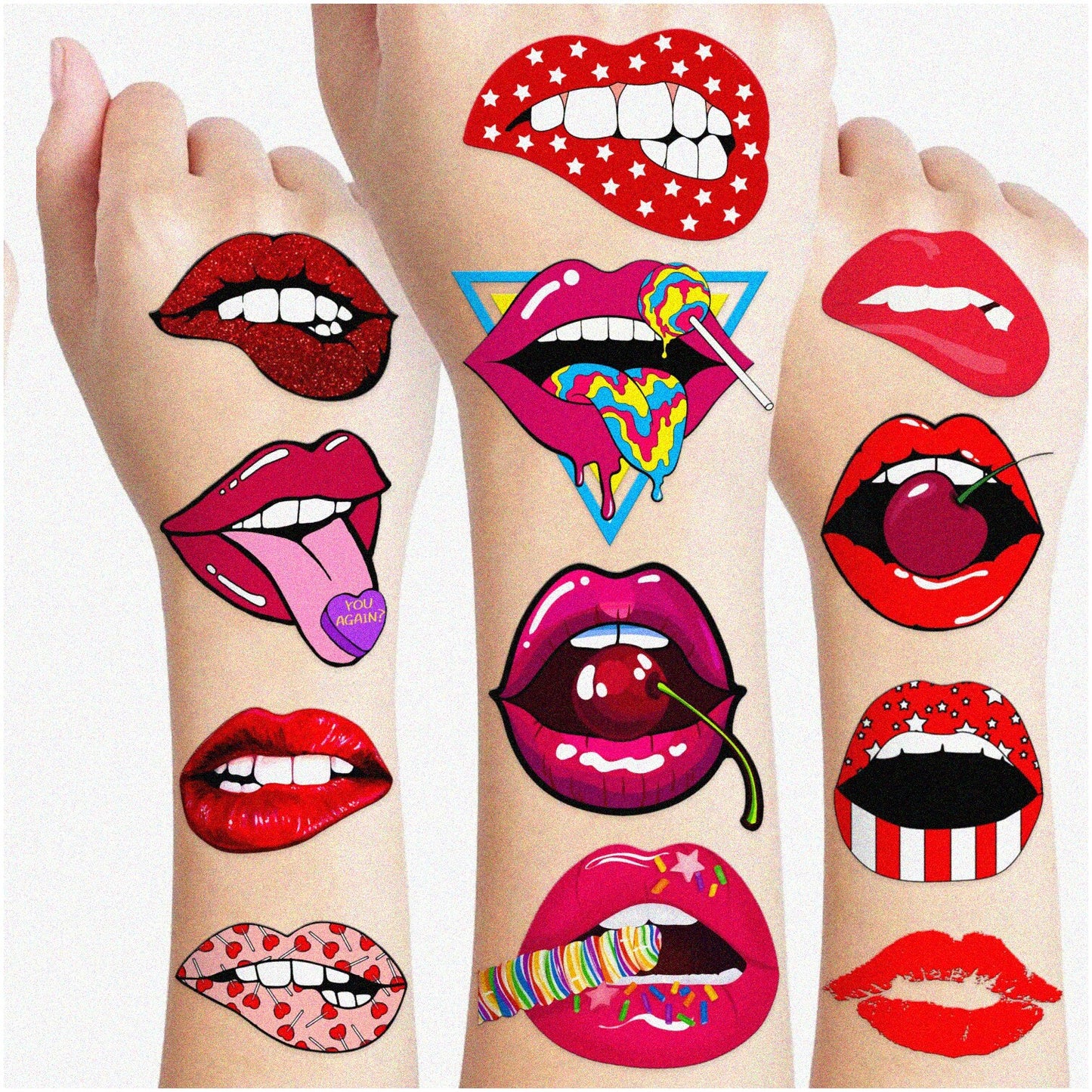 Valentine's Lip Love 84PCS Hot Pink Temporary Stickers