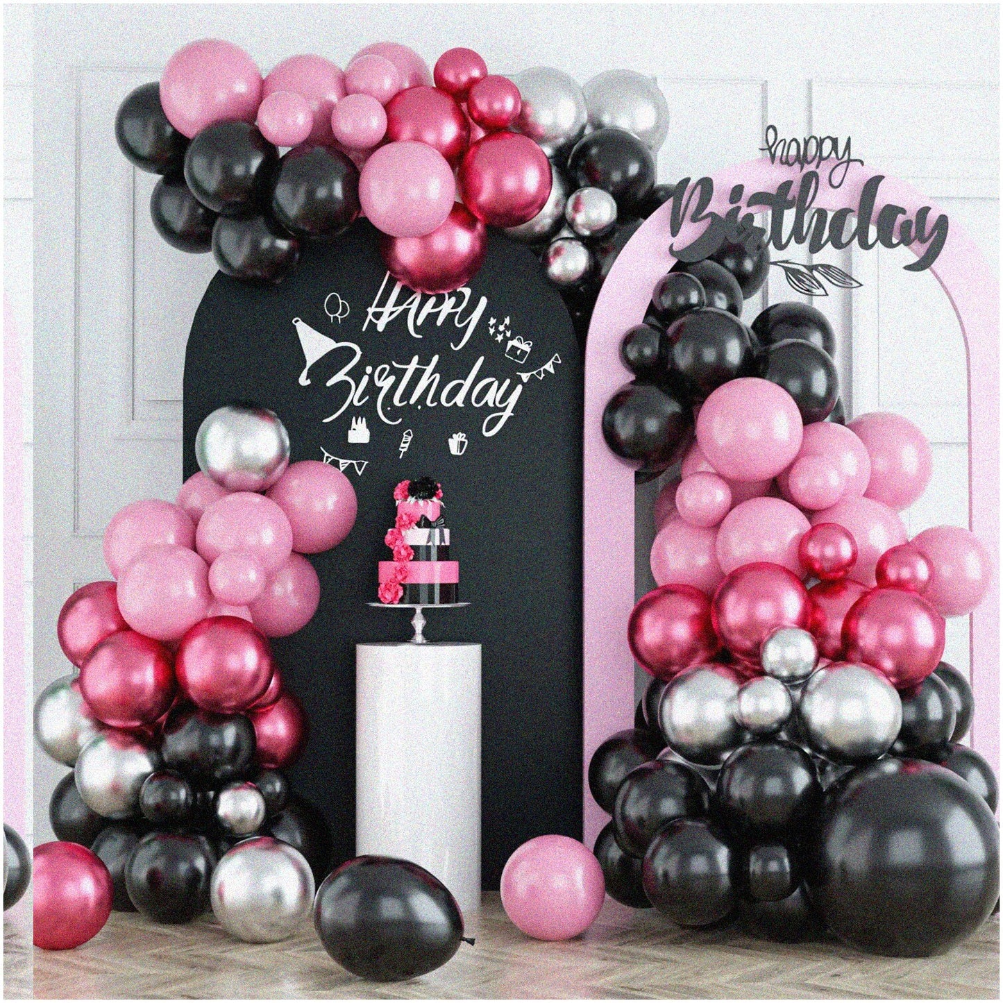 15th Birthday Glitter Black & Gold Streamer Kit 15 pcs