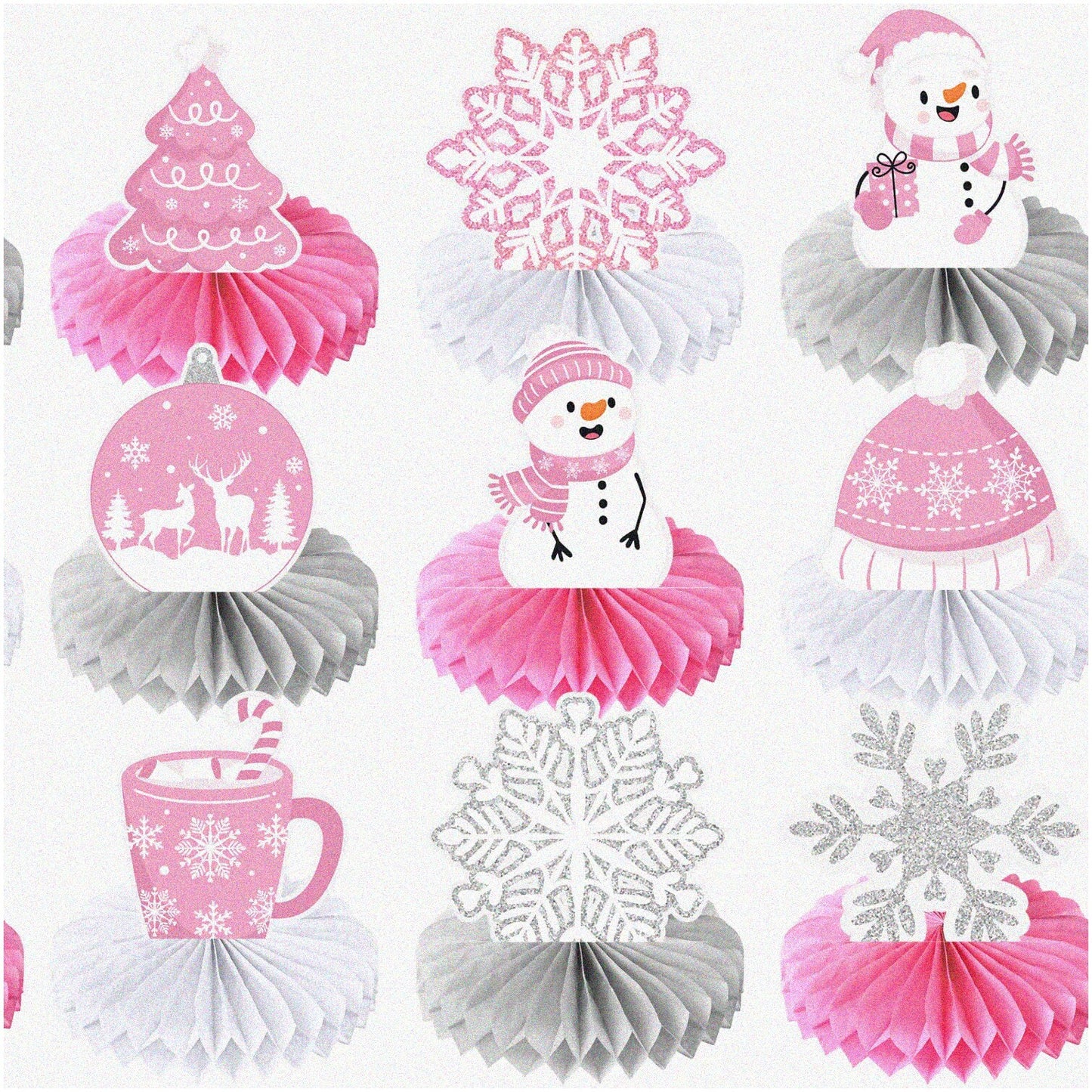 3Pcs Red Mushroom Honeycomb Paper Decorations