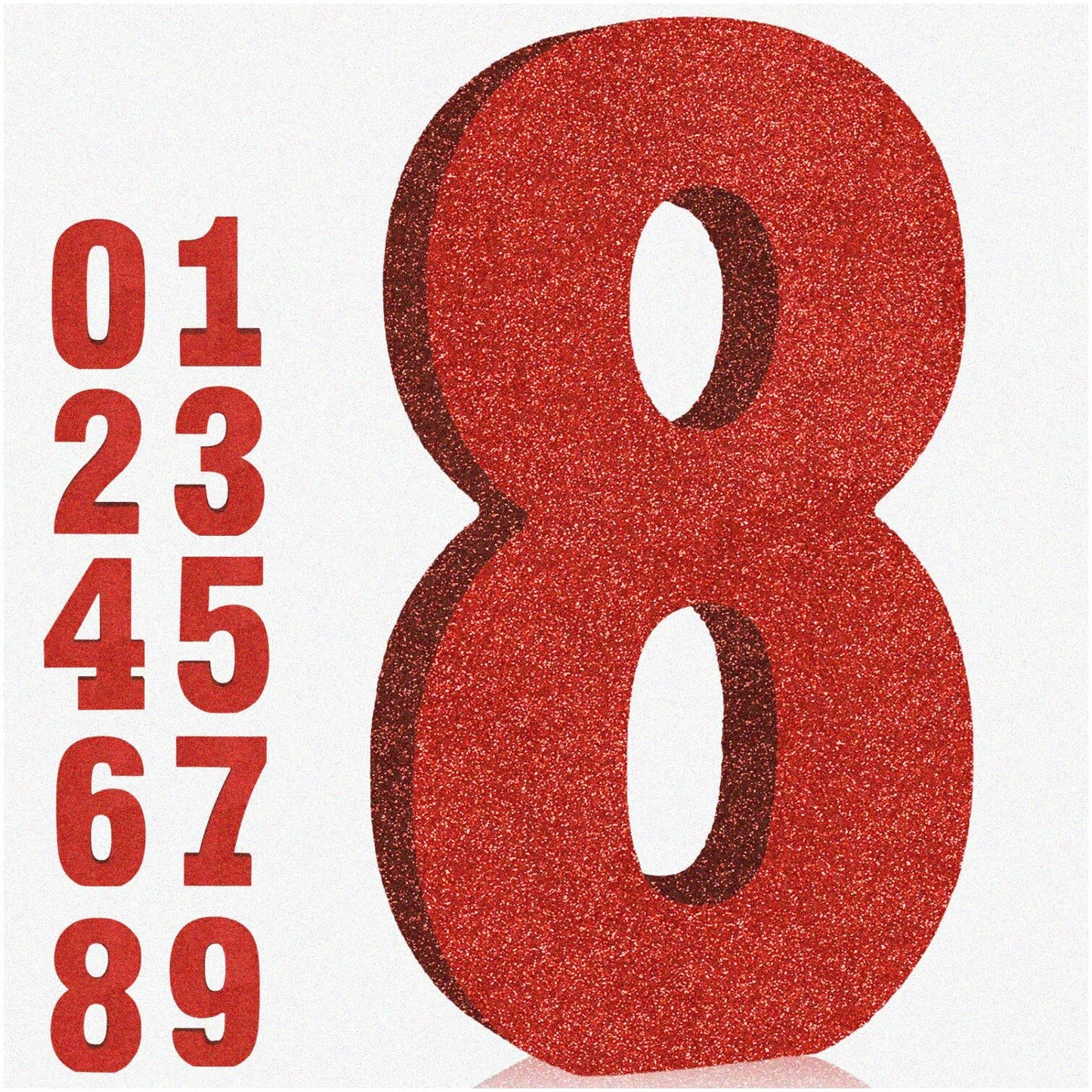 Red Glitter Number 8 Table Centerpiece Set of 18