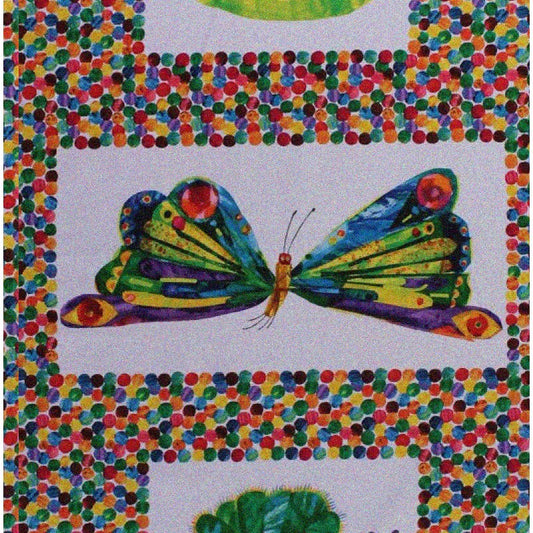Cotton Fabric Panel 23" x 45" with Insects and Bugs