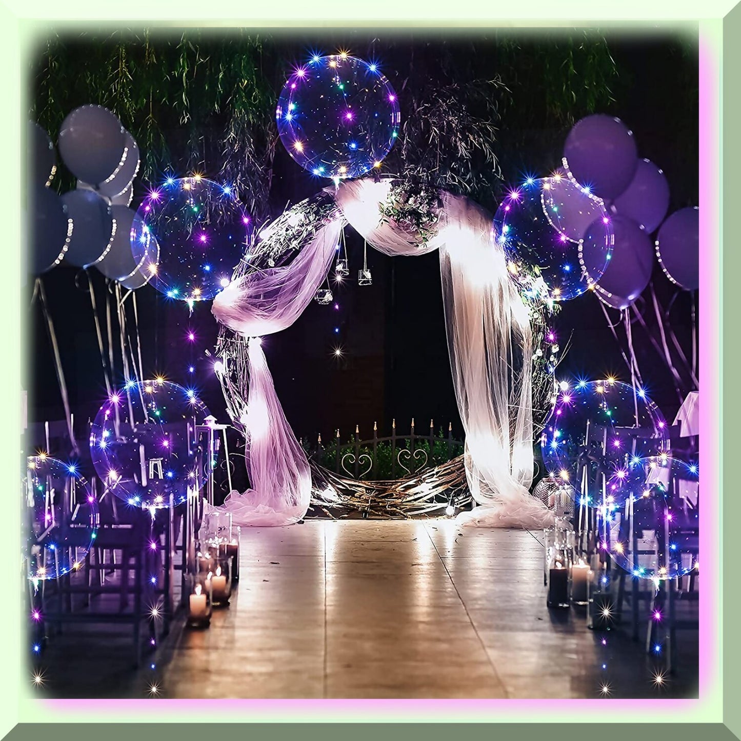 10 Packs LED Balloons and 15 Transparent 20-Inch Confetti Balloons