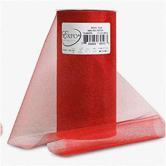 Glimmering Crimson Ribbon Roll 25 Yards Tulle