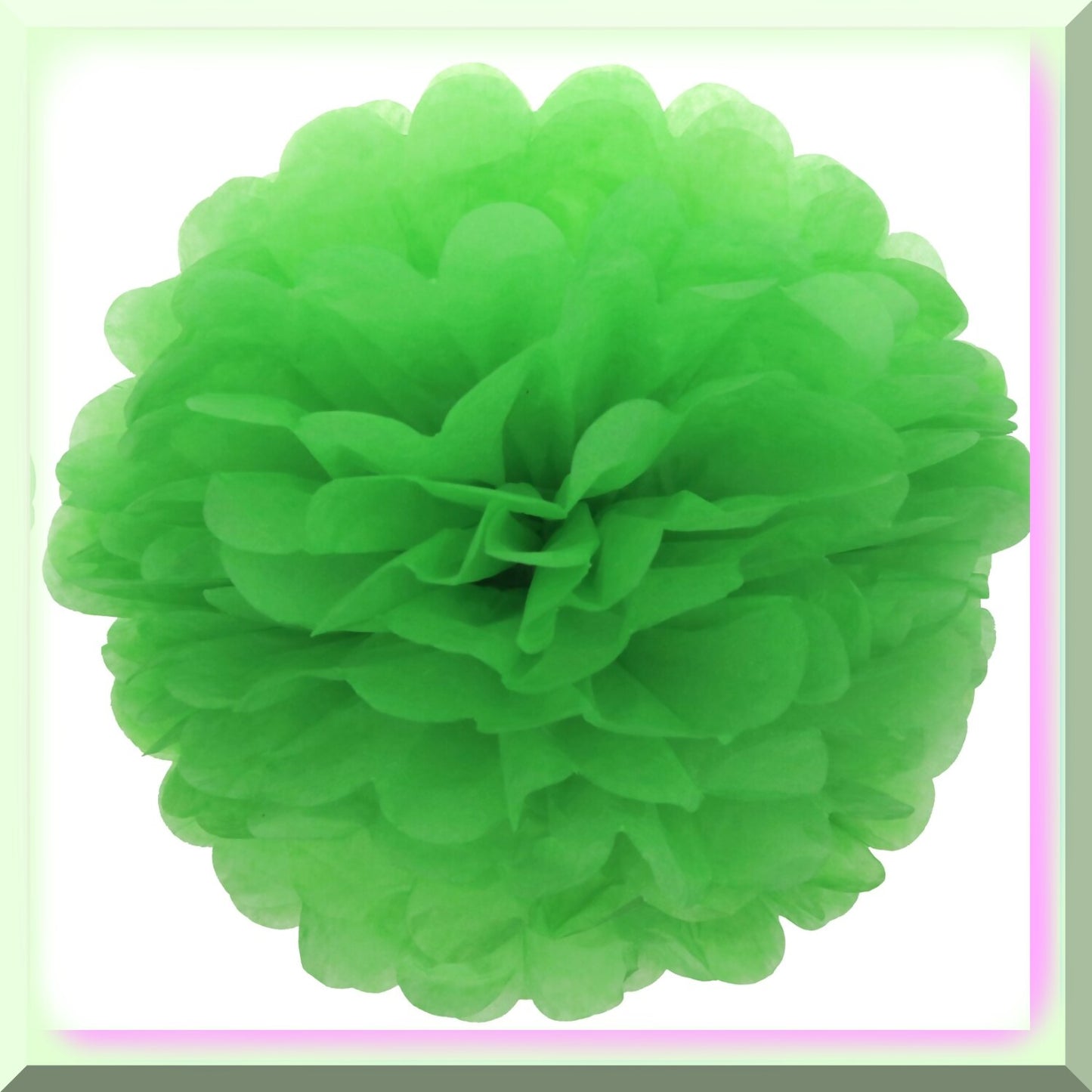 10 Green Tissue Paper Pom-Poms 10-inch Diameter