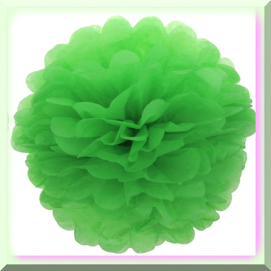 10 Green Tissue Paper Pom-Poms 10-inch Diameter