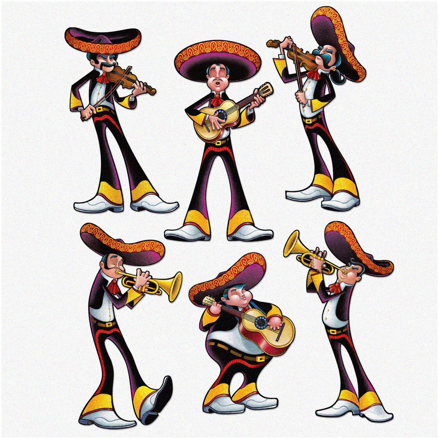 Vibrant Multicolored Fiesta Cutouts Set of 6