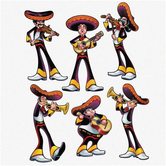 Vibrant Multicolored Fiesta Cutouts Set of 6