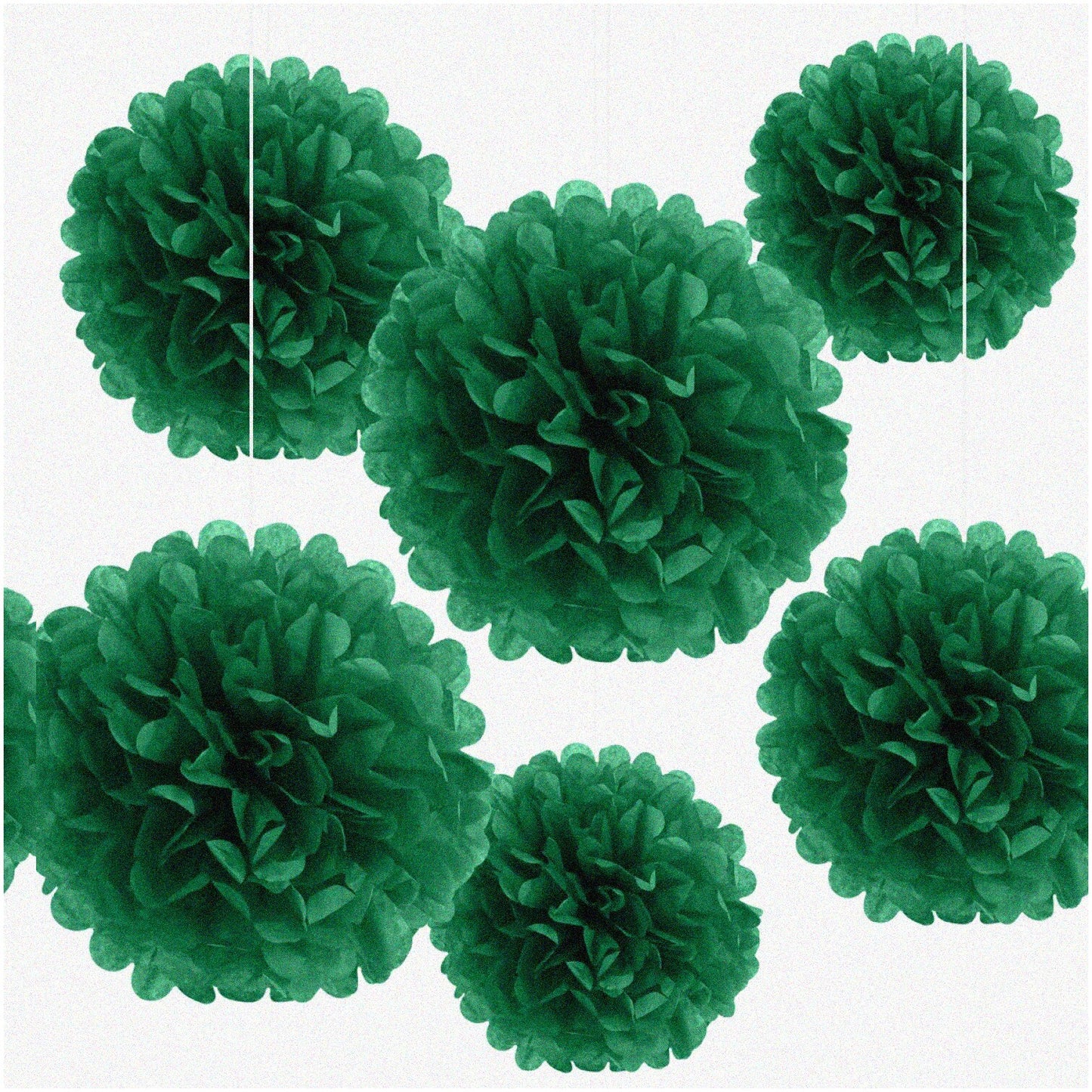 Deep Green Hanging Paper Pom Poms 6pcs