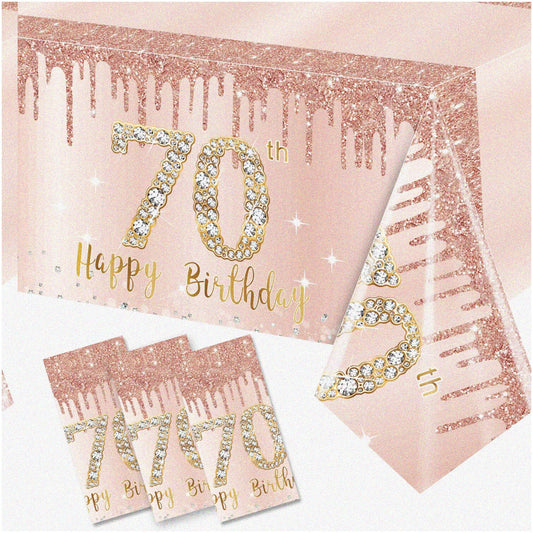 Rose Gold 16th Birthday Tablecloths 54x108 Inches 3 Pack
