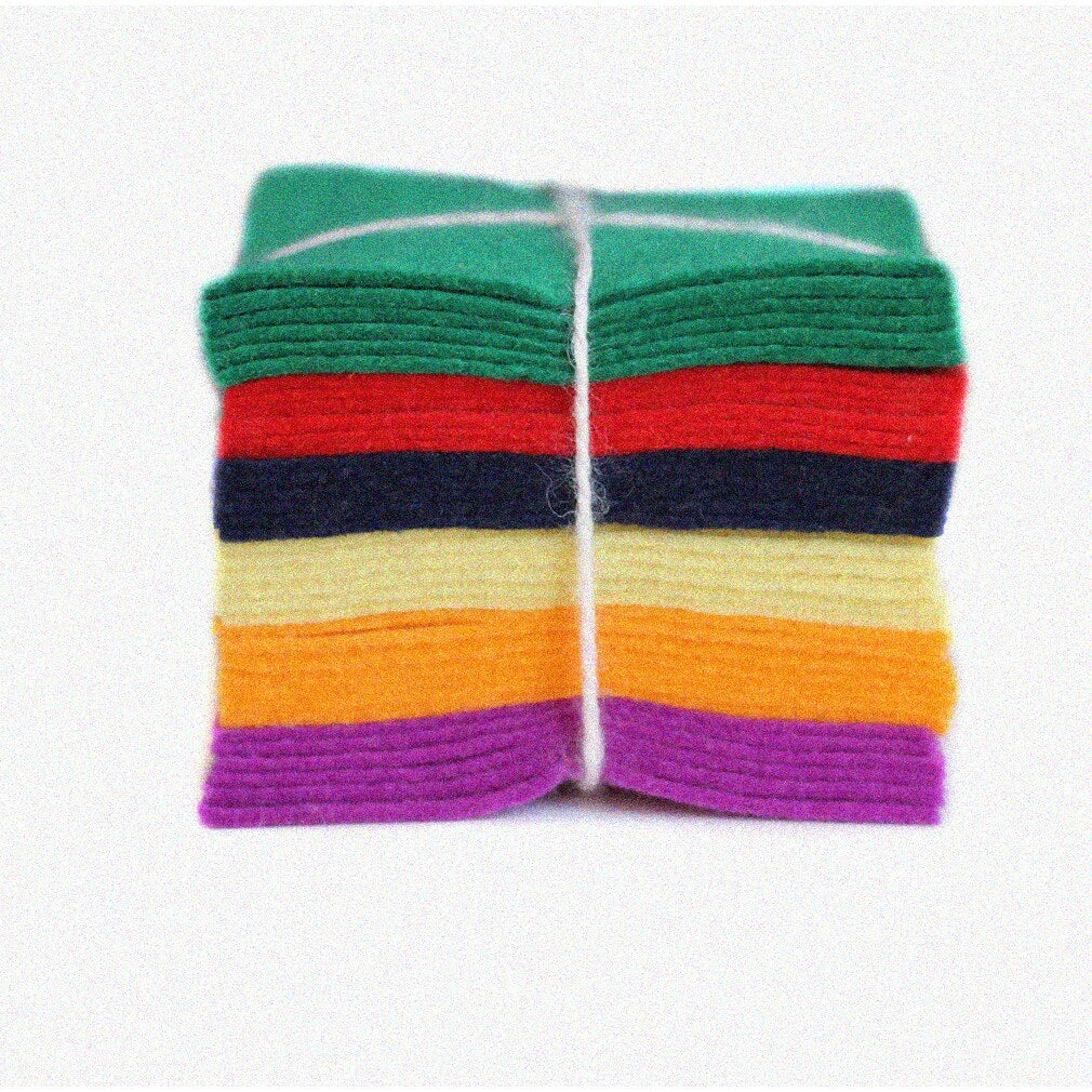 Vibrant Wool Felt Squares Pack 36 5"