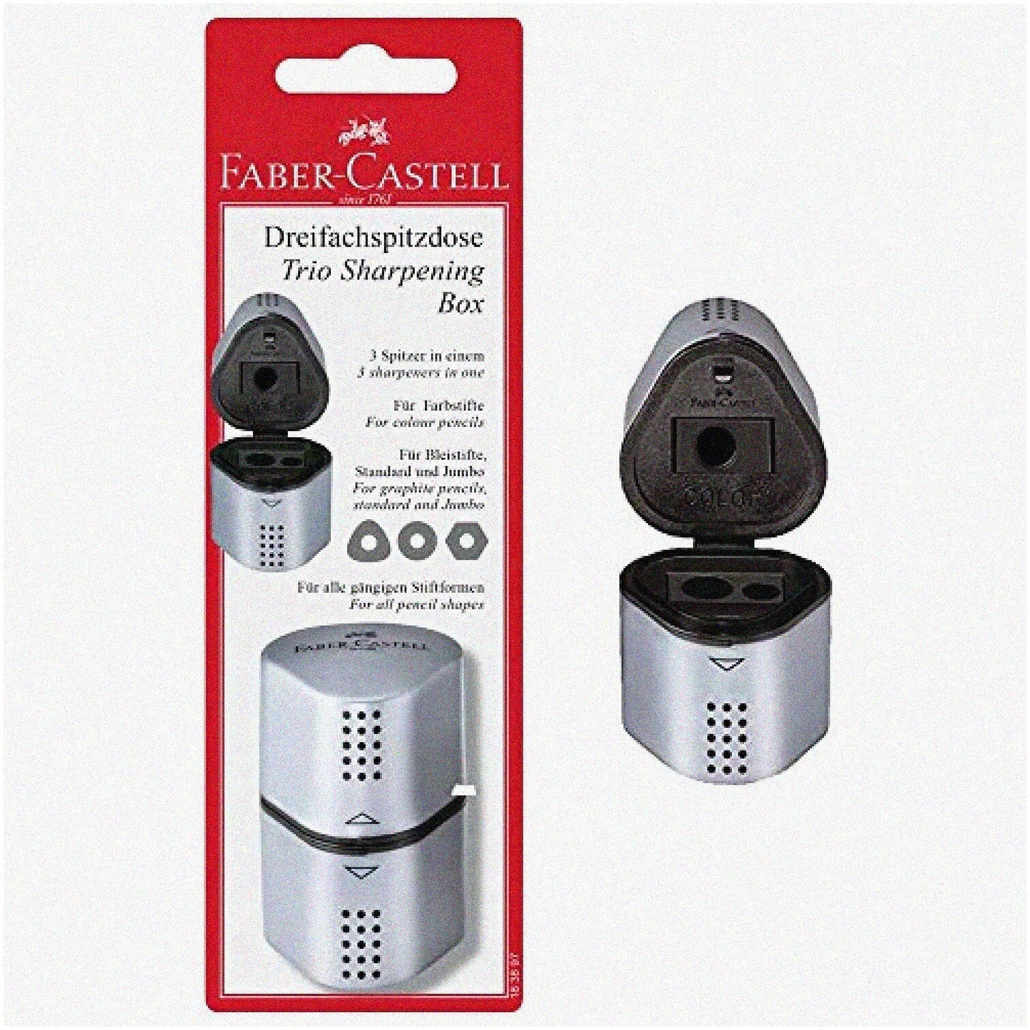 Graphite Grip Trio 3-in-1 Grey Pencil Sharpener