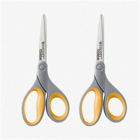 TitanCut 8-Inch Titanium Scissors 2 Pack Compatible with Yellow Gray