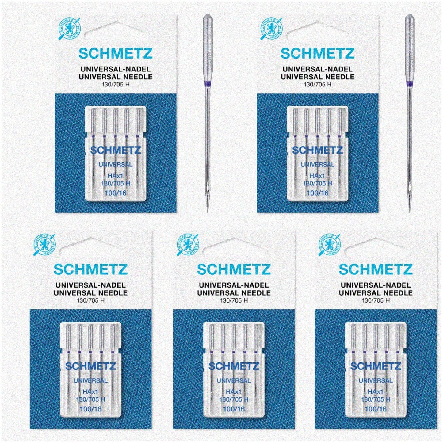 25-Pack Universal Sewing Machine Needles Size 100/1625 130/705H