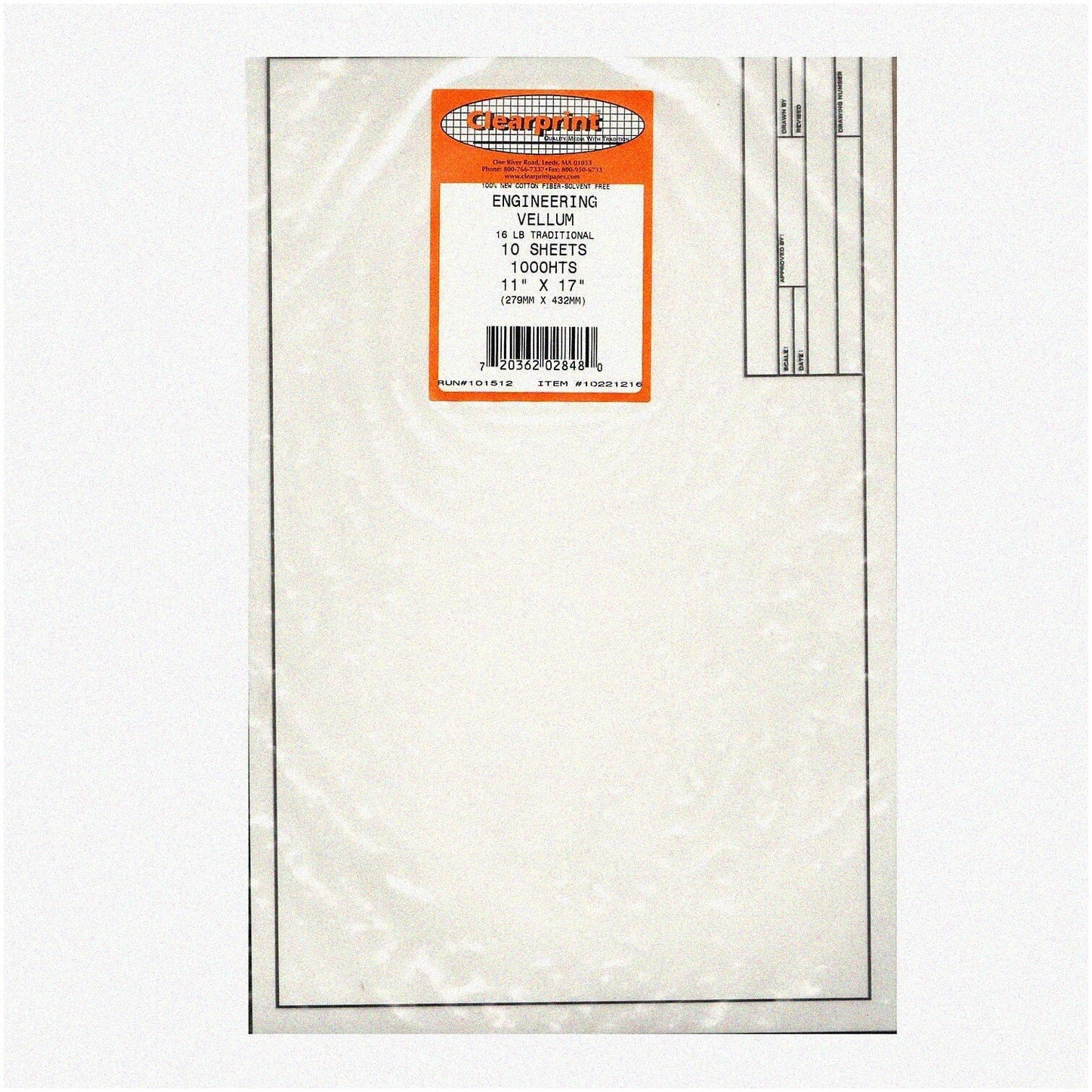 Engineer White Vellum Sheets 11x17 10 Pack