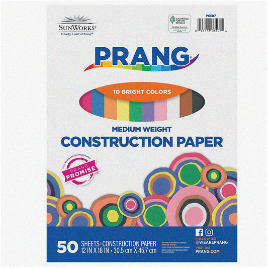 Rainbow Construction Paper Set 10 Colors 12x18 50 Sheets