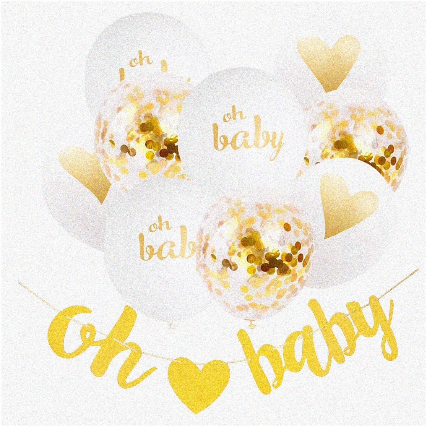 Baby Shower Kit with Gold Balloons and Banner