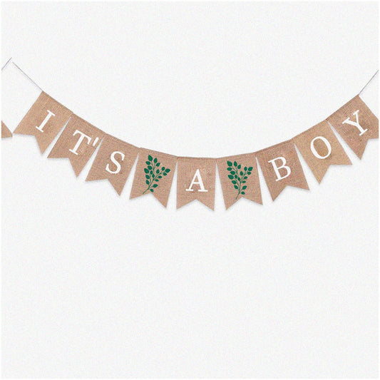 EcoSprout Baby Bash Leafy Eucalyptus Burlap Banner
