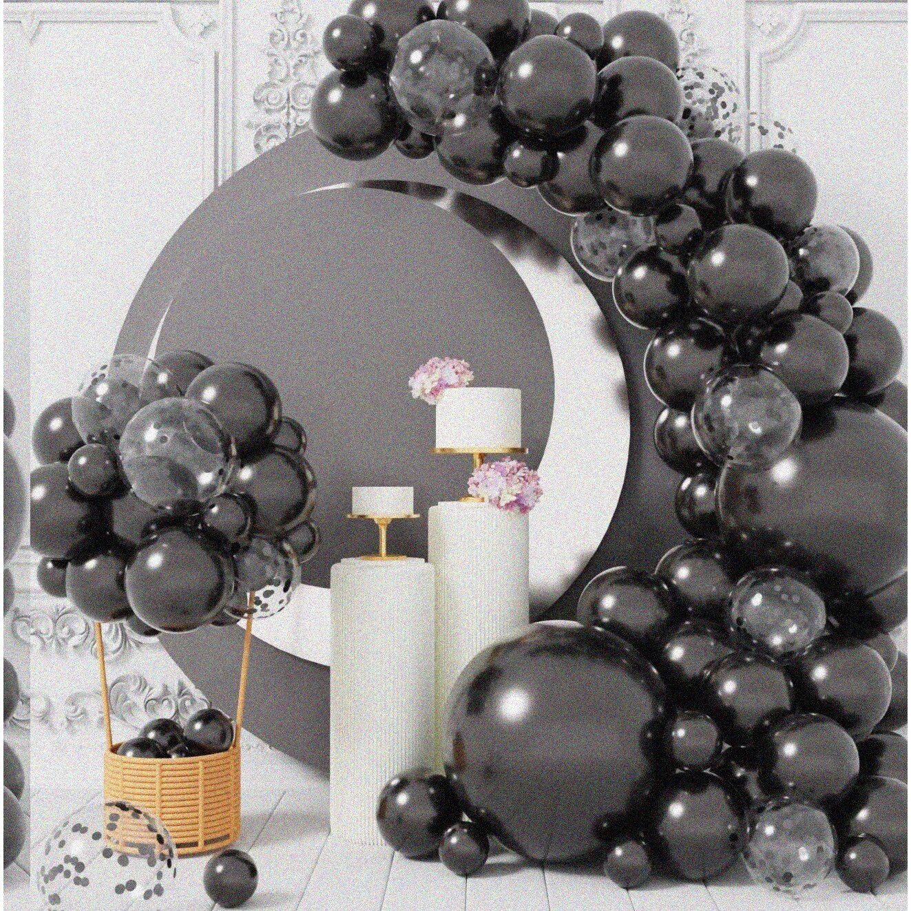 Black Latex Balloon Pack 100pcs 5-18 Inch