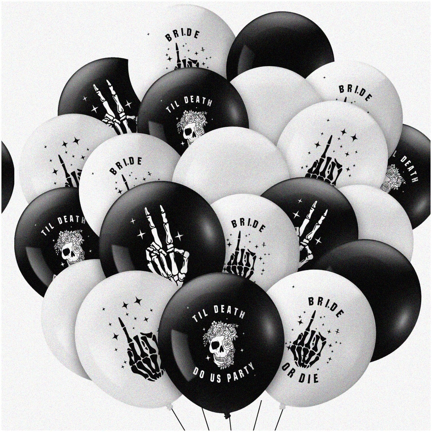 60 Latex Balloons Black and White 12 Inch
