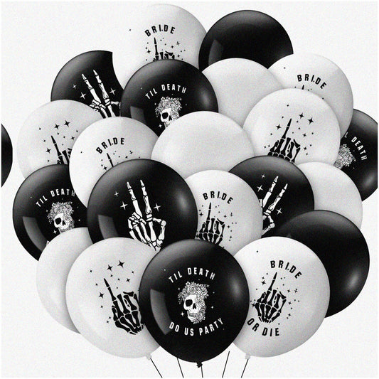 60 Latex Balloons Black and White 12 Inch