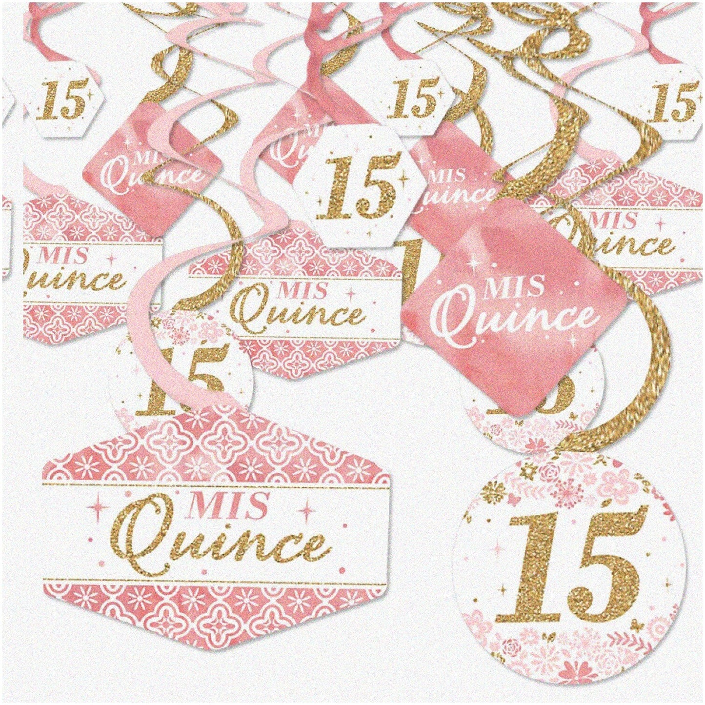 Quinceanera Fiesta Swirls Hanging Decor Set of 40