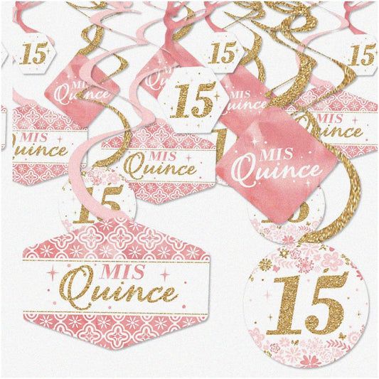 Quinceanera Fiesta Swirls Hanging Decor Set of 40