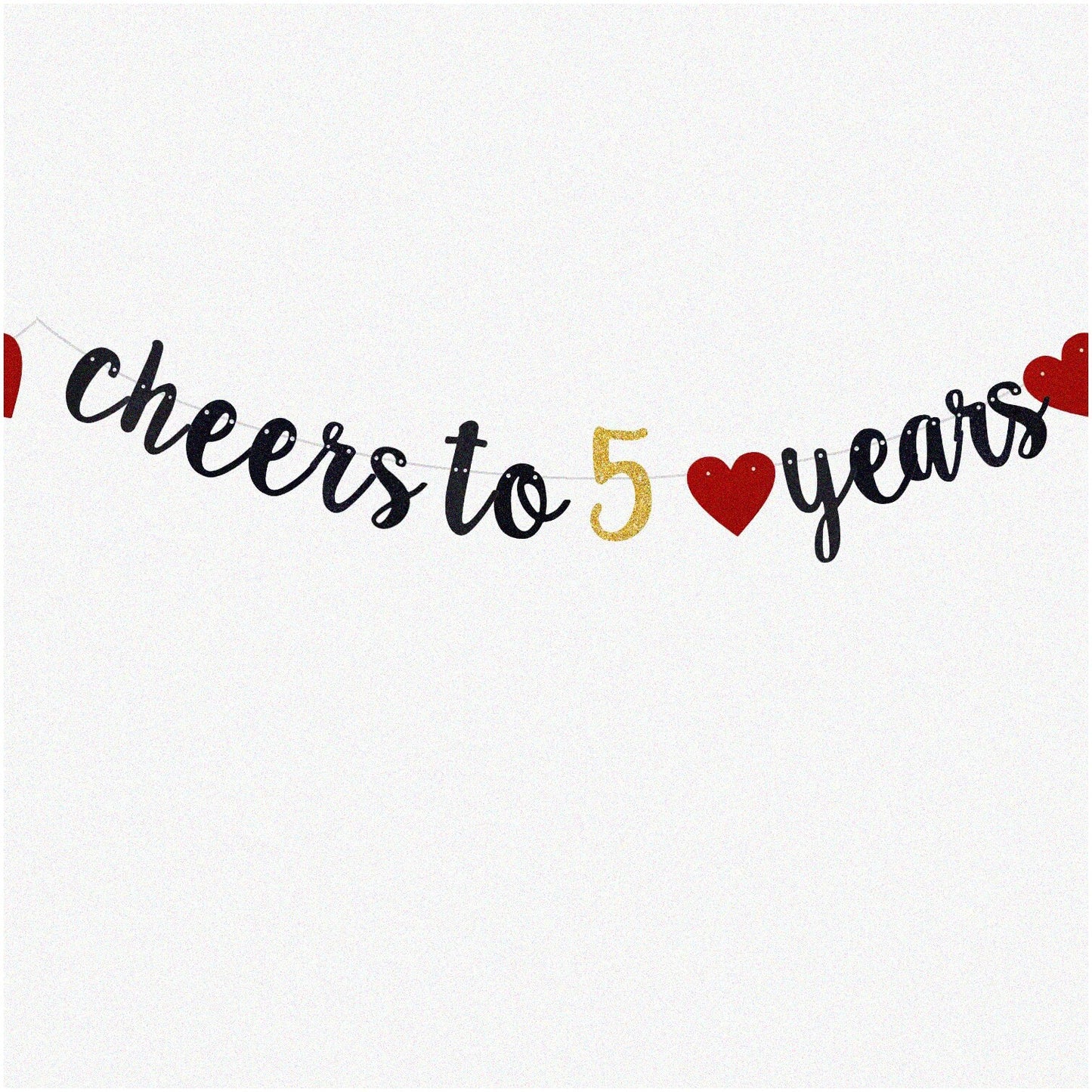 Glittery "Cheer to 5 Years" Banner
