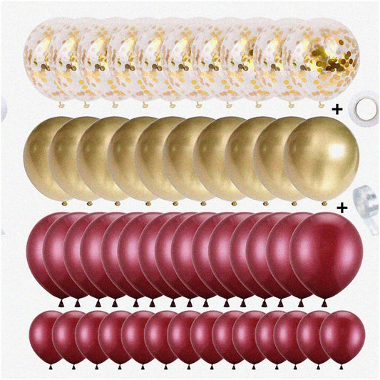 Burgundy & Gold Balloon Garland Kit 127 pcs