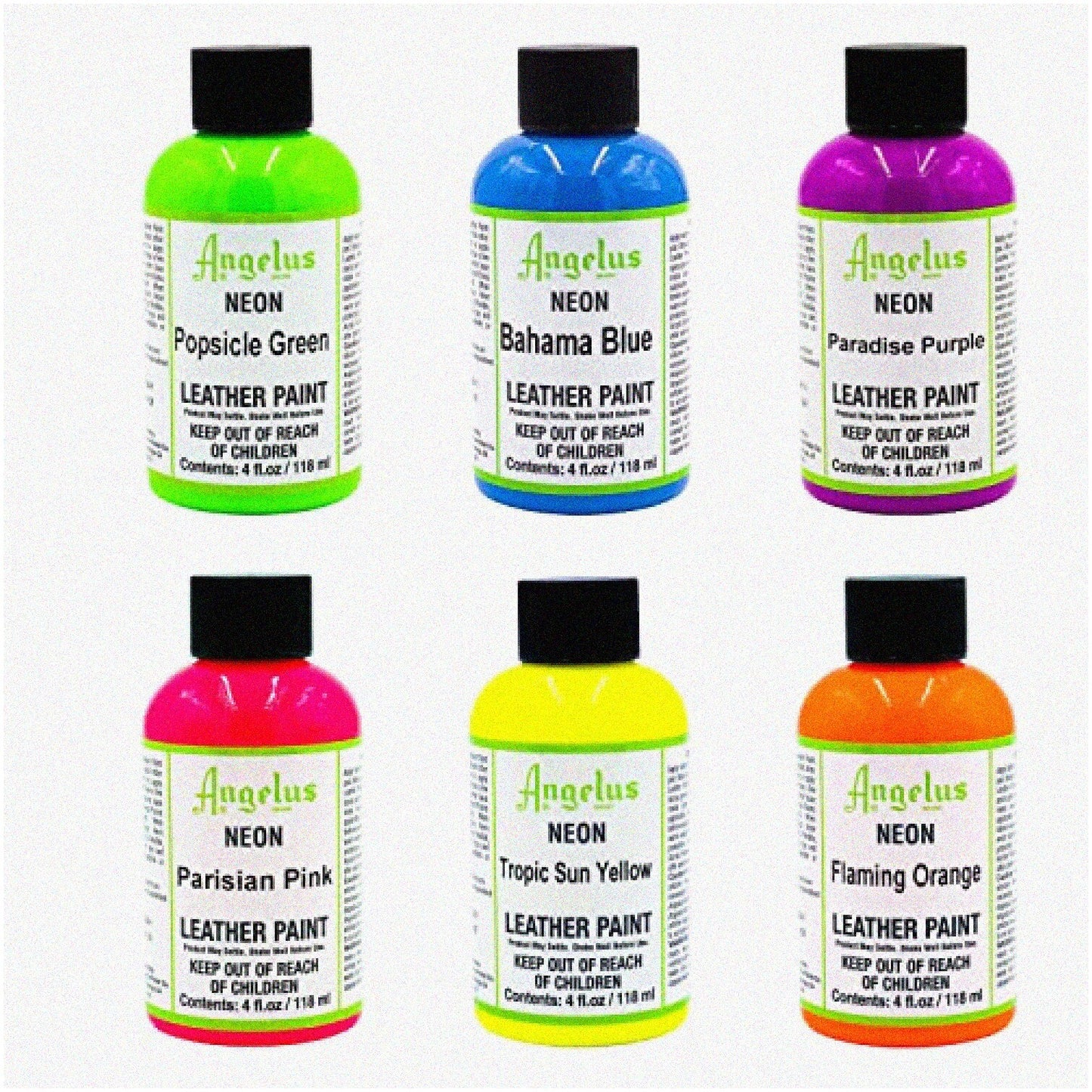 Vibrant 4oz Neon Paint Set for Shoes, Jackets, Shirts