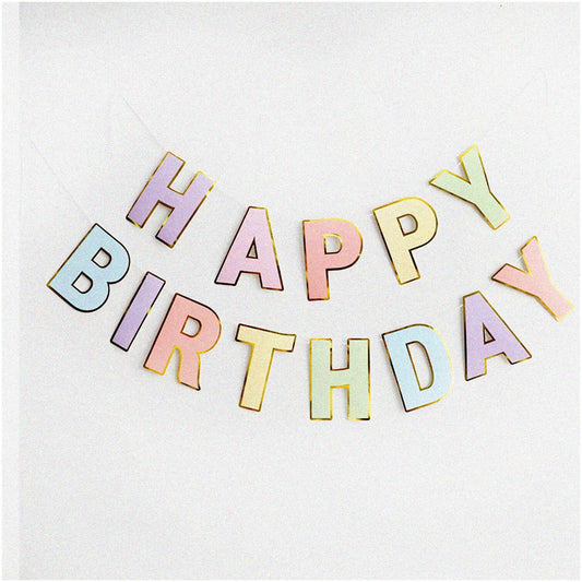 Pastel Macaron Happy Birthday Banner for Kids and Adults