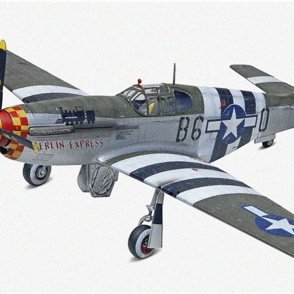Green P-51B Mustang Model Airplane Kit 1:48 Scale 61 Pieces