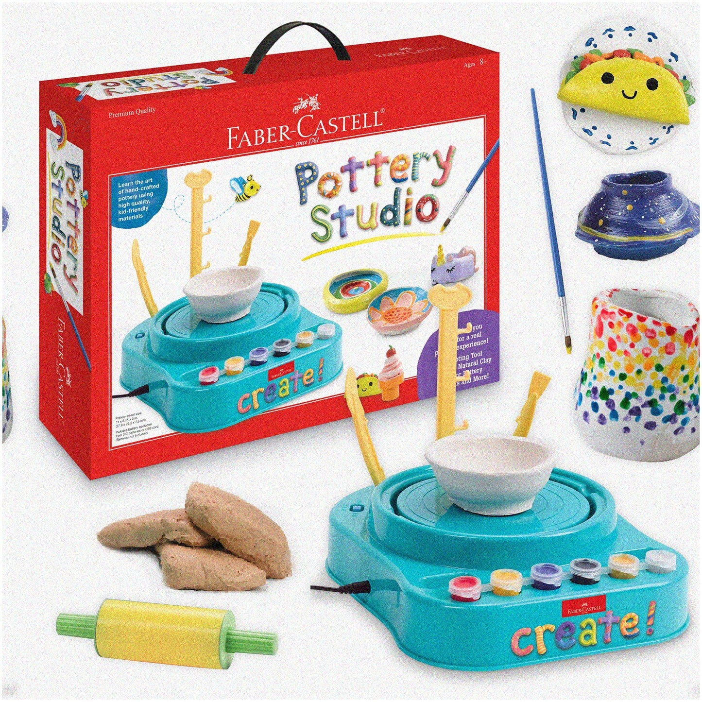 Kids Pottery Wheel Kit with 3 lbs Clay and Tools