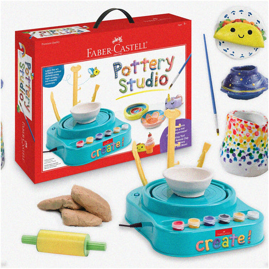 Kids Pottery Wheel Kit with 3 lbs Clay and Tools