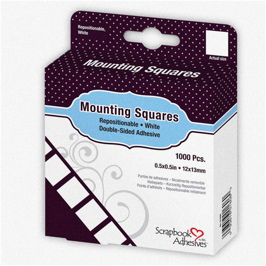 FlexiGrip Adhesive Squares 1/2 Inch White 1000-Pack
